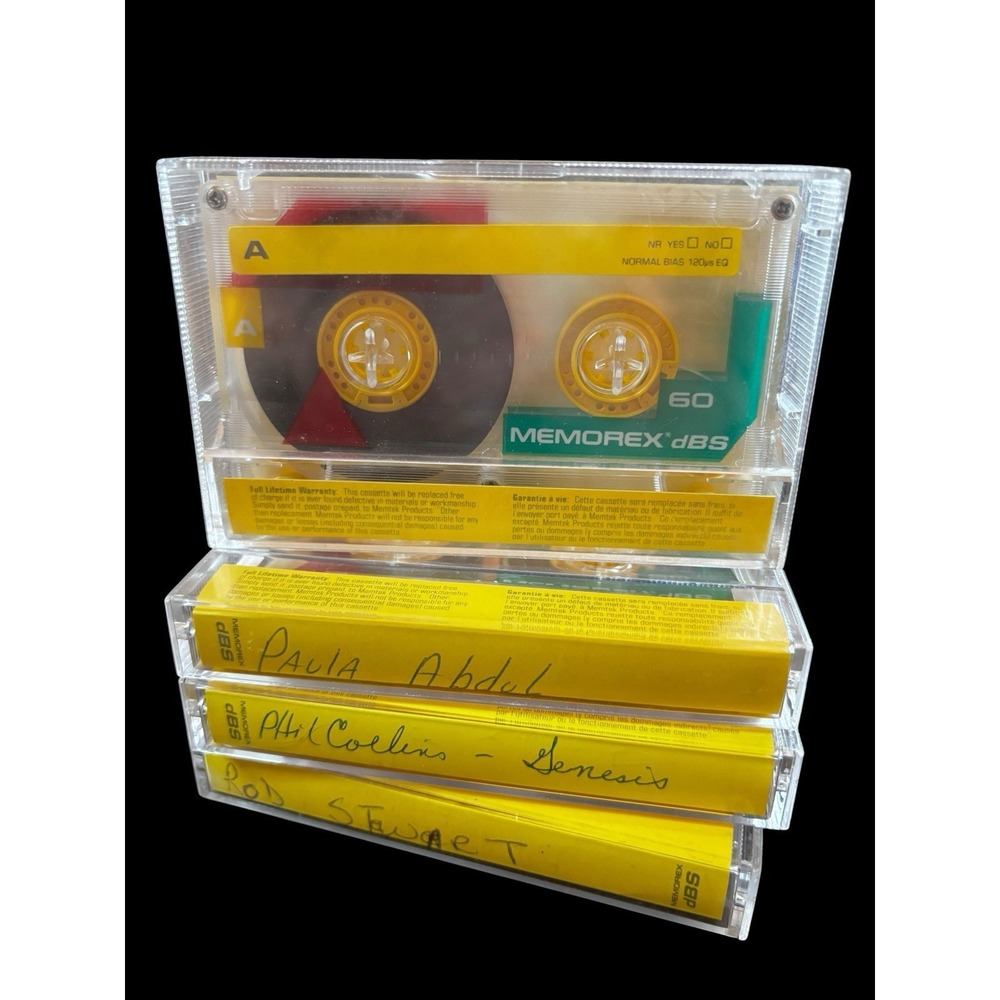 Vintage Memorex Clear Cassette Tapes ~ Paula Abdul Phil Collins Etc.